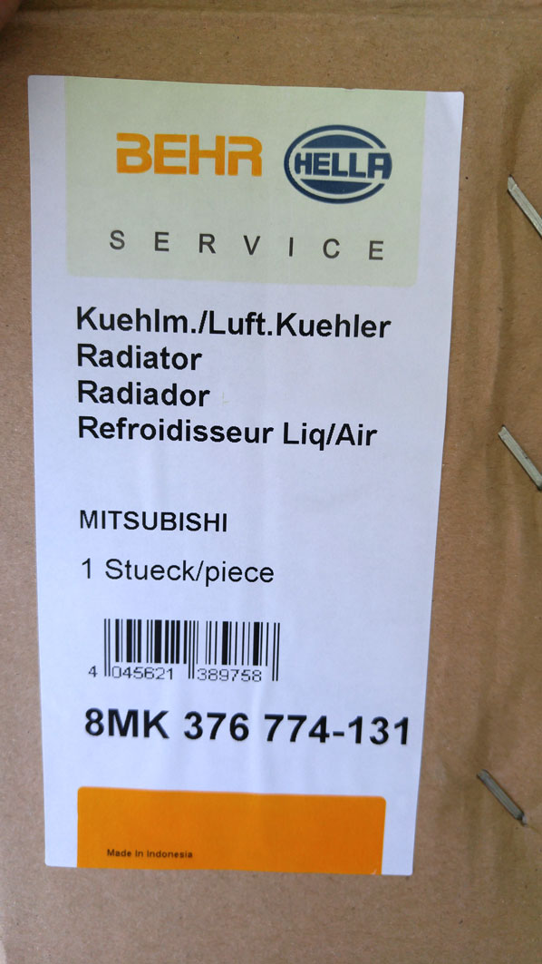 SU RADYATR S40 1996-2004 2001- 3474795VER 8MK376774131 BEHR 8MK376774131